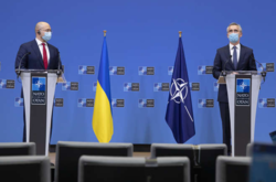  Глава правительства Украины Денис Шмыгаль и генеральный секретарь НАТО Йенс Столтенберг провели совместную пресс-конференцию 