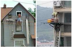 Когда люди решили проигнорировать технику безопасности, и на них больно смотреть