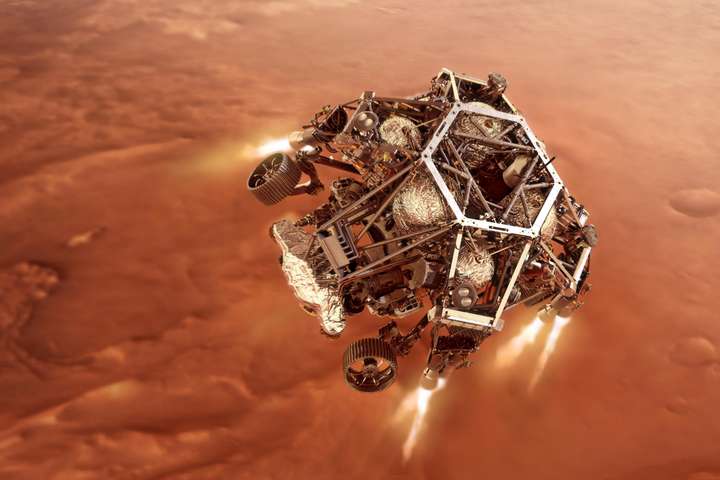 Марсохід Perseverance здійснює посадку на Червону планету (відео)