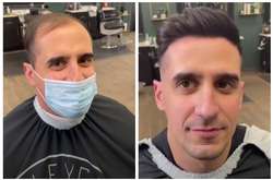 Удачно заклеил лысину. Парикмахер омолодил клиента необычным способом (видео)