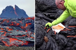 Лава — это отличный гриль. В Исландии ученые устроили пикник на вулкане (фото)