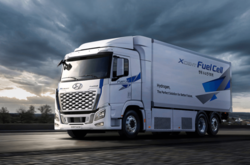  Модернізована важка вантажівка на водневих паливних елементах XCIENT Fuel Cell 
   
  