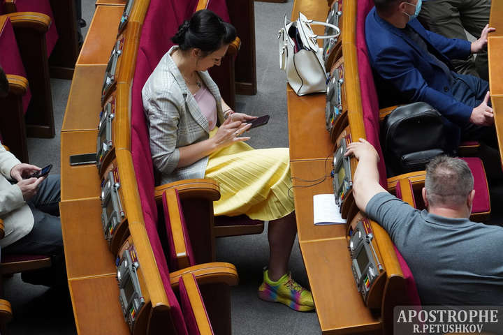 «Слуга народу» вигуляла кольорові кросівки у парламенті (фото)
