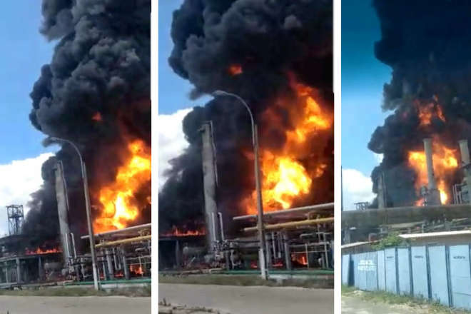 У Румунії горить нафтопереробний завод (відео)