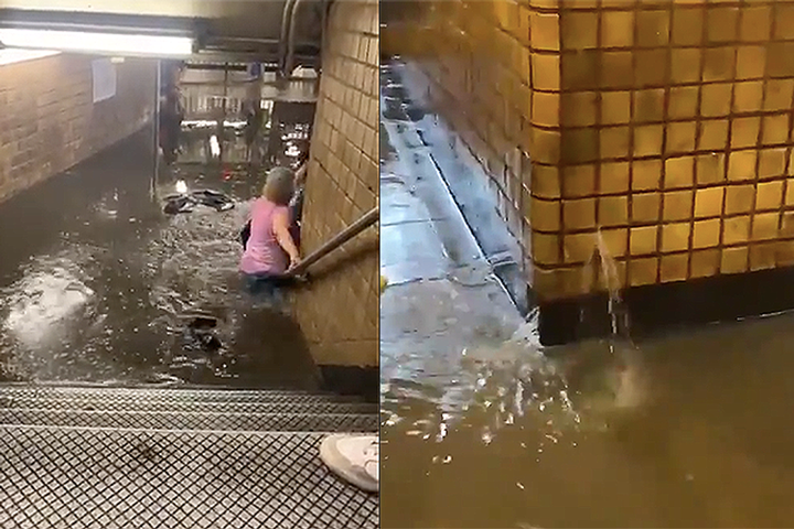 Метро Нью-Йорка затопило. Вода досягає людям до пояса (відео)