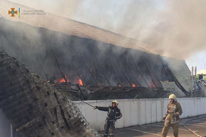 Масштабна пожежа на Київщині: палає підприємство (фото, відео)