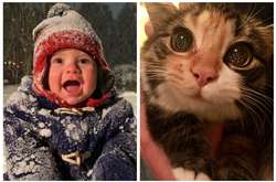 Когда дети и питомцы впервые с чем-то столкнулись и не смогли сдержать эмоций (фото)