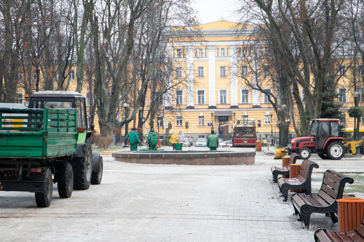 Снігопад у Києві: для посипання дворів і парків заготовлено 10 тис. тонн солі й піску
