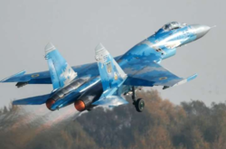  Украинский истребитель Су-27 является одним из основных боевых самолетов Военно-воздушных сил Украины 