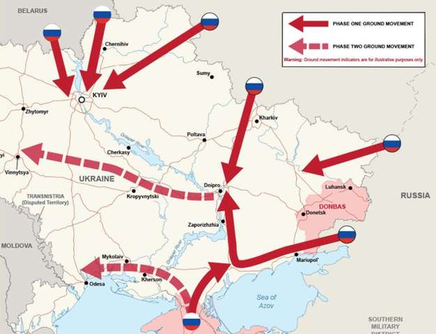 Російська агресія: Міноборони Британії показало можливі напрями вторгнення в Україну