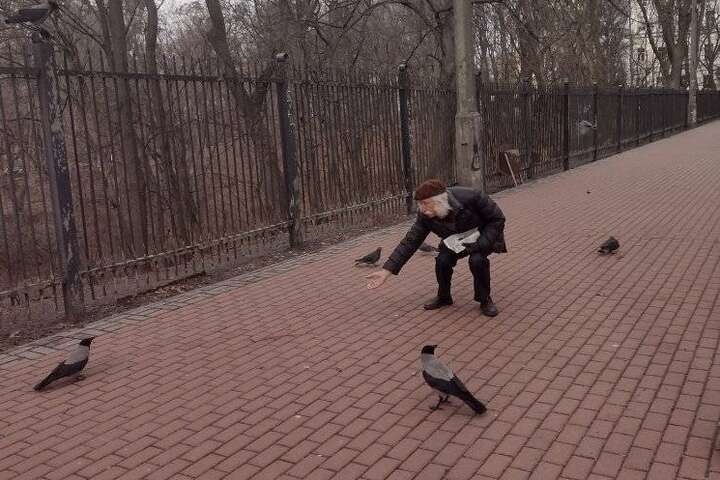 Легендарний художник Марчук попри обстріли годує пташок (фото)