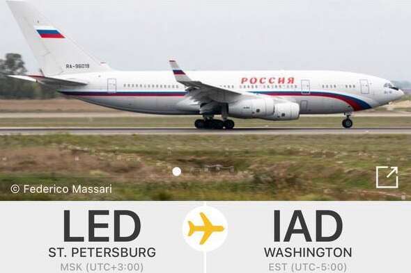 Літак Путіна прямує в США (фото)