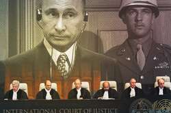  Колаж із сайту росіянина Володимира Басманова, яким він проілюстрував своє звернення в Міжнародний трибунал в Гаазі з вимогою ініціювати переслідування Володимира Путіна 