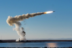  Запуск крилатої ракети «Калібр» в Криму із наземної установки 