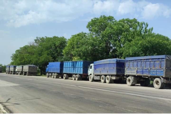 У Крим ідуть колони російських вантажівок з українським зерном (фото)