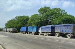 У Крим ідуть колони російських вантажівок з українським зерном (фото)