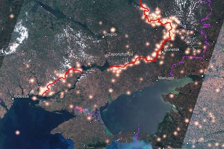 Який вигляд має лінія фронту в Україні з космосу: фото NASA