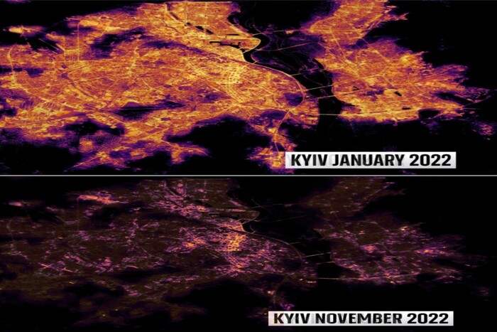 Разюча різниця: Sky News показало супутникові знімки Києва до початку війни і зараз (фото)