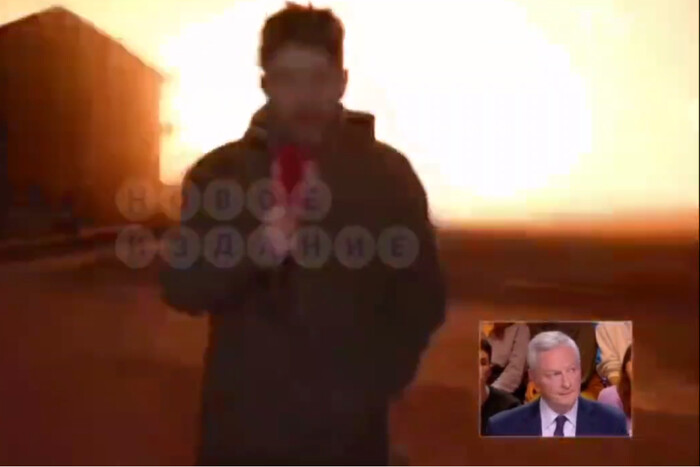 Ракетний удар окупантів по Україні потрапив у прямий ефір французького телеканалу (відео)
