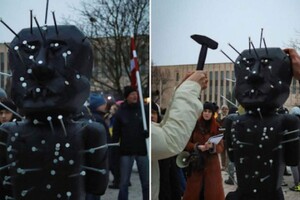 Шкіряний диктатор: у столиці Латвії в оригінальний спосіб «вшанували» Путіна (фото)