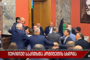 В парламенте Грузии произошла драка из-за закона об иноагентах (видео)