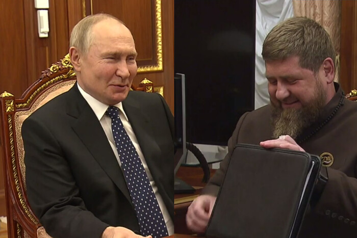 Розпухлий Кадиров, Путін вчепився у стіл: кадри зустрічі двох злочинців (відео)