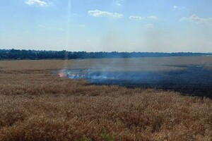 На Дніпропетровщині через російські обстріли загорілися пшеничні поля