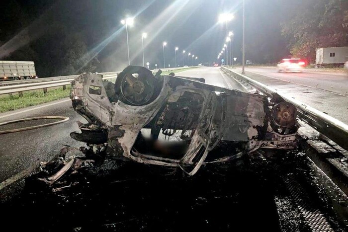 Жахлива ДТП на Київщині: автівка згоріла разом із водієм (фото)