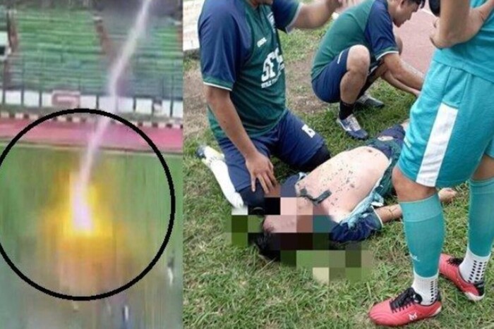 В Індонезії футболіста під час гри вбила блискавка (відео)
