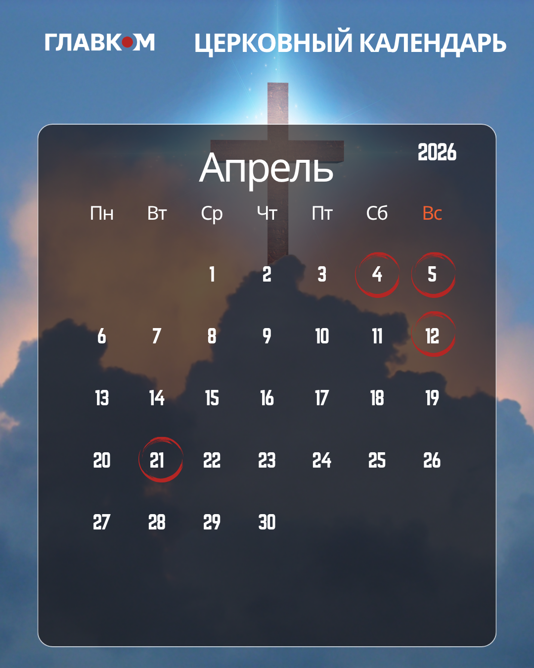 Церковный календарь на апрель 2026 года: когда отмечаем Вербное воскресенье и Пасху фото 1