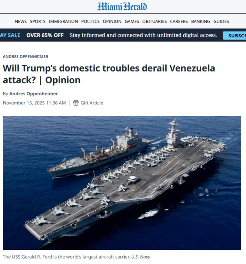 Miaimi Herald: «Чи зірвуть внутрішні проблеми Трампа атаку на Венесуелу?»