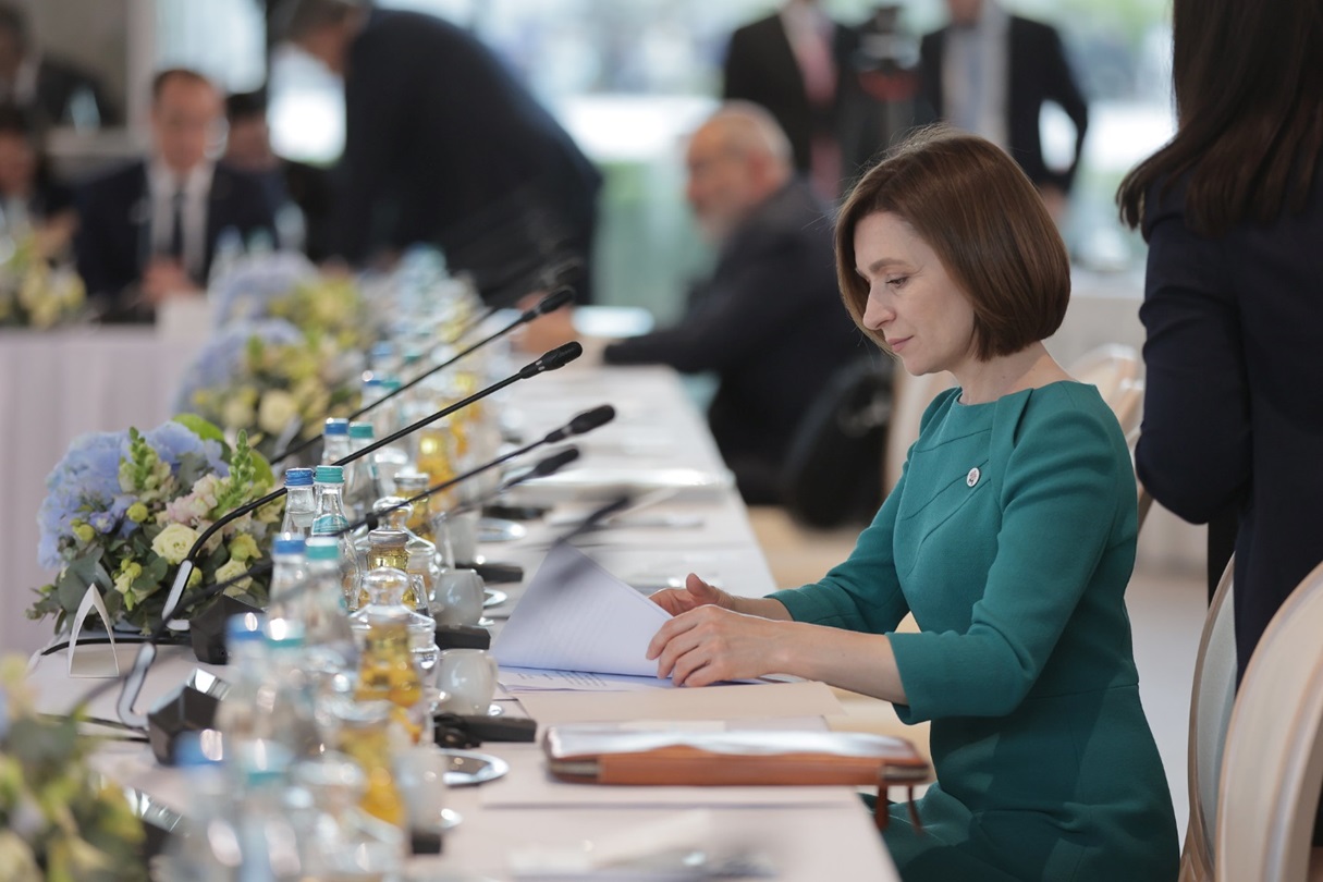 La présidente moldave Maia Sandu lors du sommet de la Communauté politique européenne en Moldavie