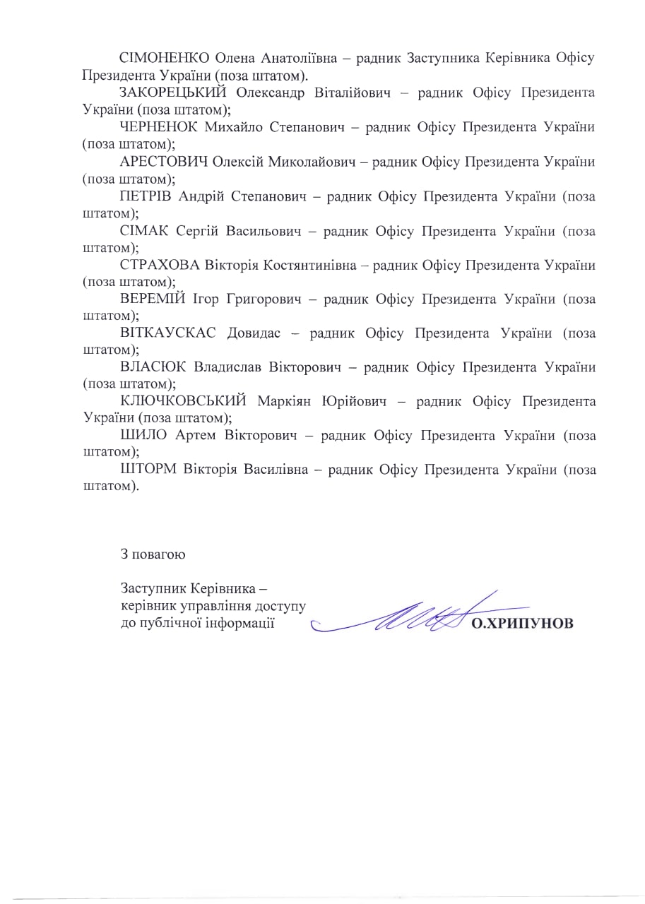 Банкова показала повний список радників Єрмака та Офісу президента фото 3