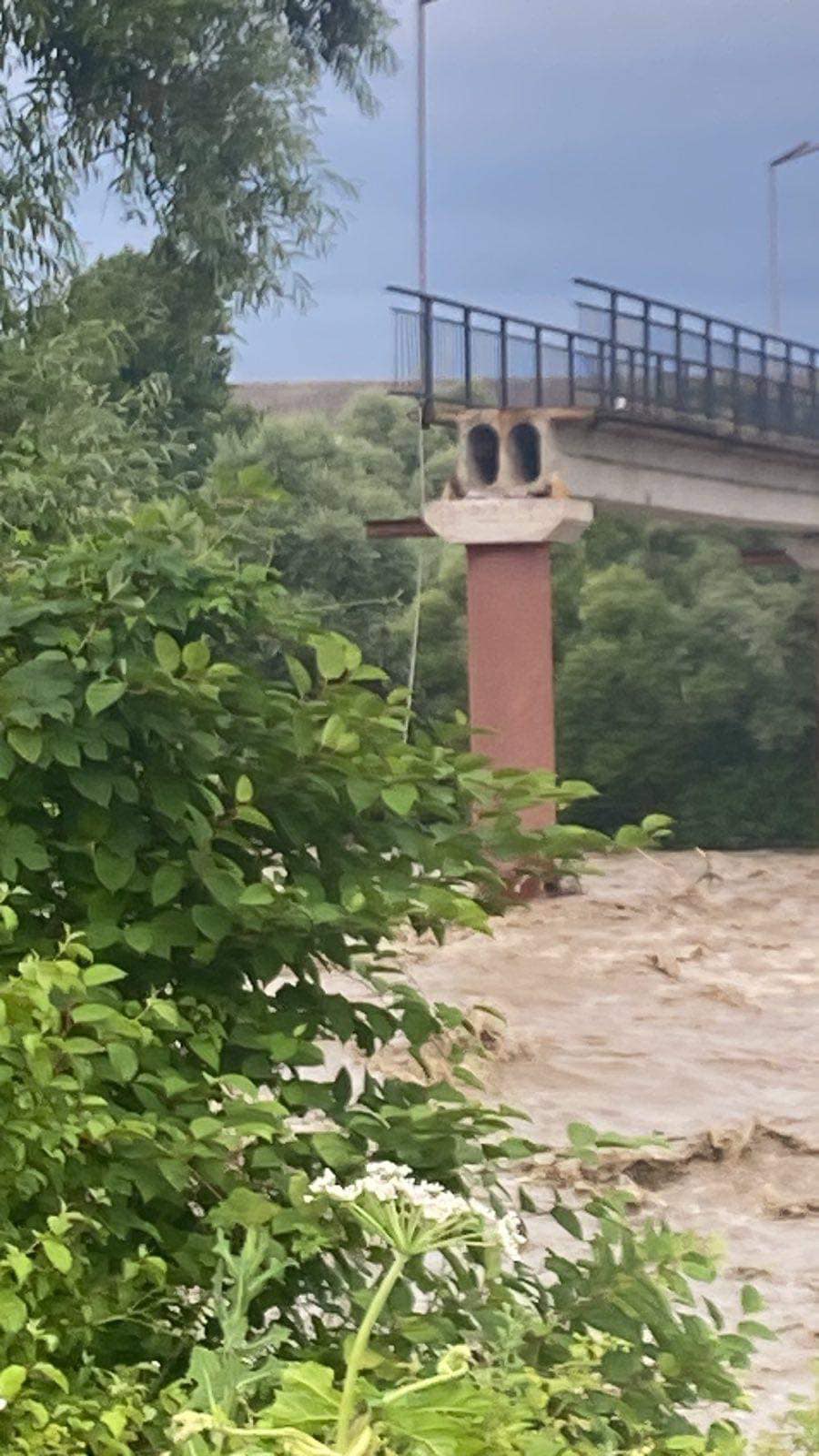 Через різке підняття рівня води обвалилася частина пішохідного мосту на Набережній