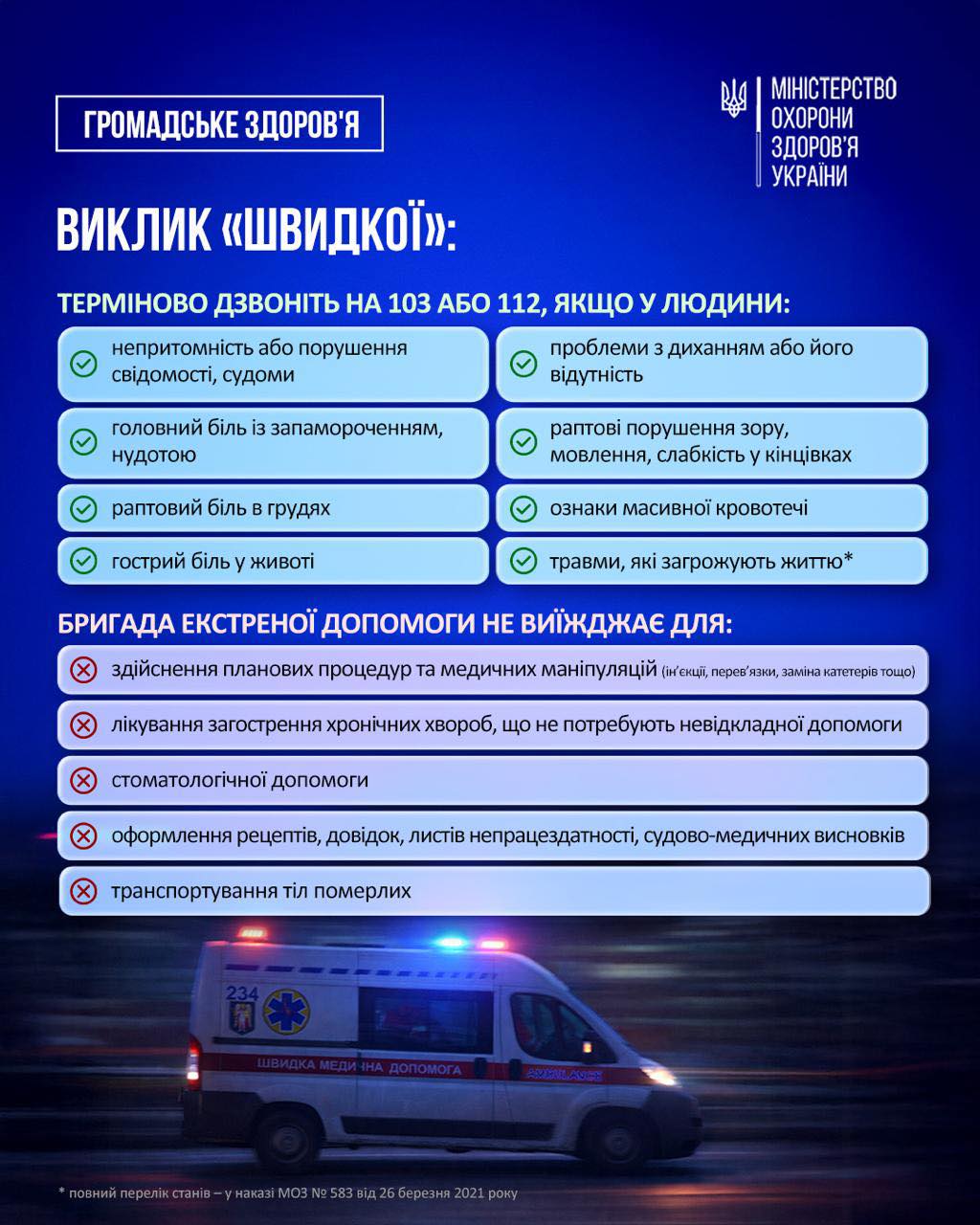 У яких випадках українцям потрібно викликати «швидку»