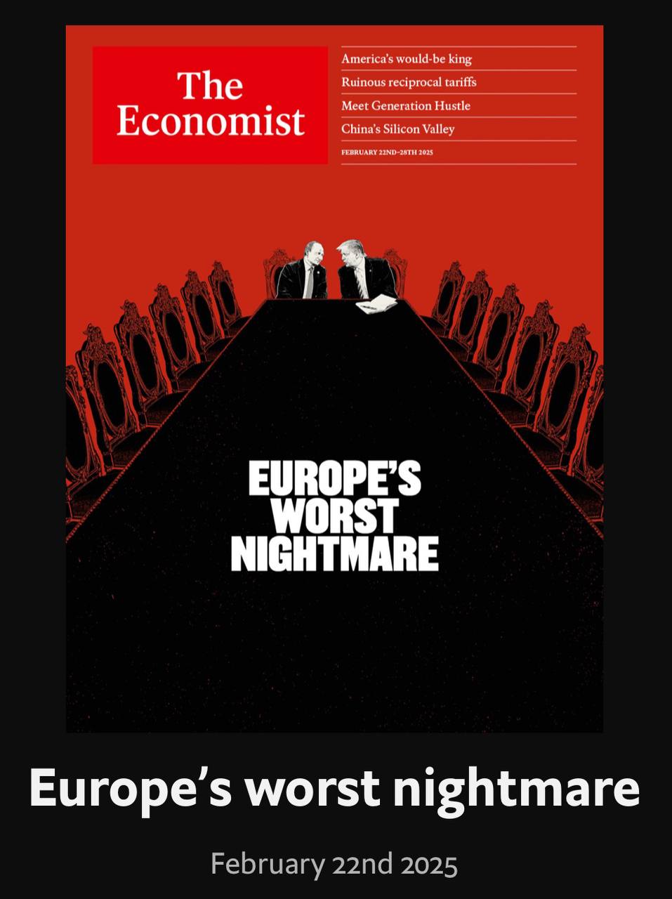 The Economist випустив обкладинку з найгіршим кошмаром Європи