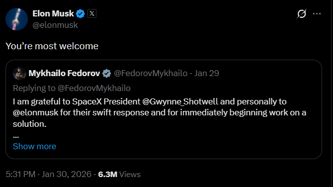 Starlink на російських БпЛА. Маск відреагував на заяву Федорова фото 1