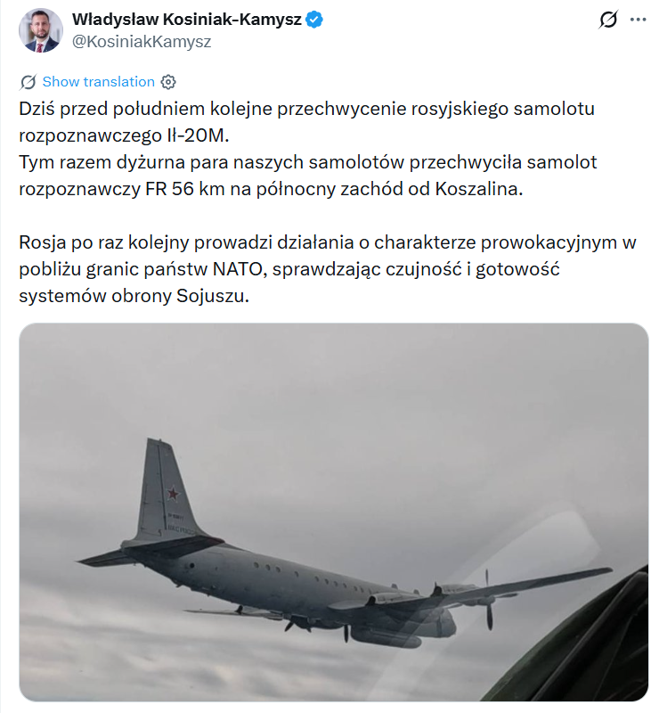 Польща вдруге за тиждень перехопила російський розвідувальний літак фото 1