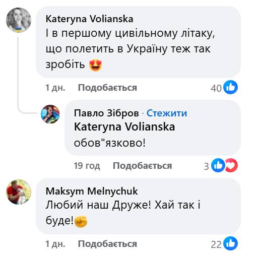 Коментарі зі сторінки Павла Зіброва у Facebook