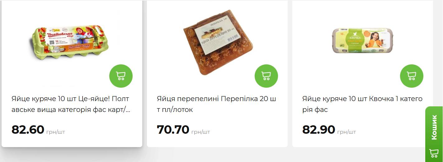 Ціни на яйця у мережі «Атб»
