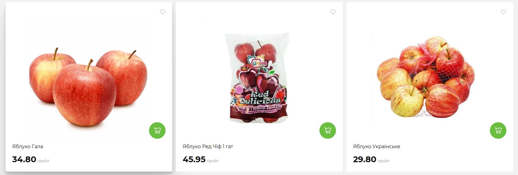 Ціни на яблука у мережі АТБ