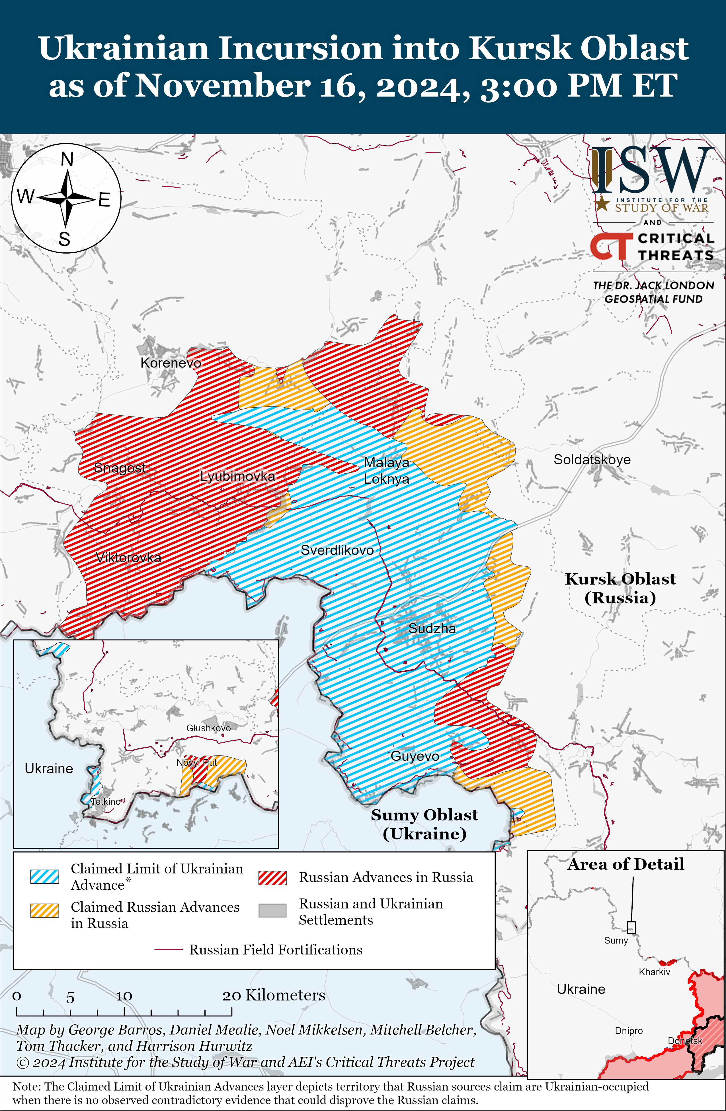 Ворог продовжує тиснути та просувається на шести напрямках – карти ISW фото 1