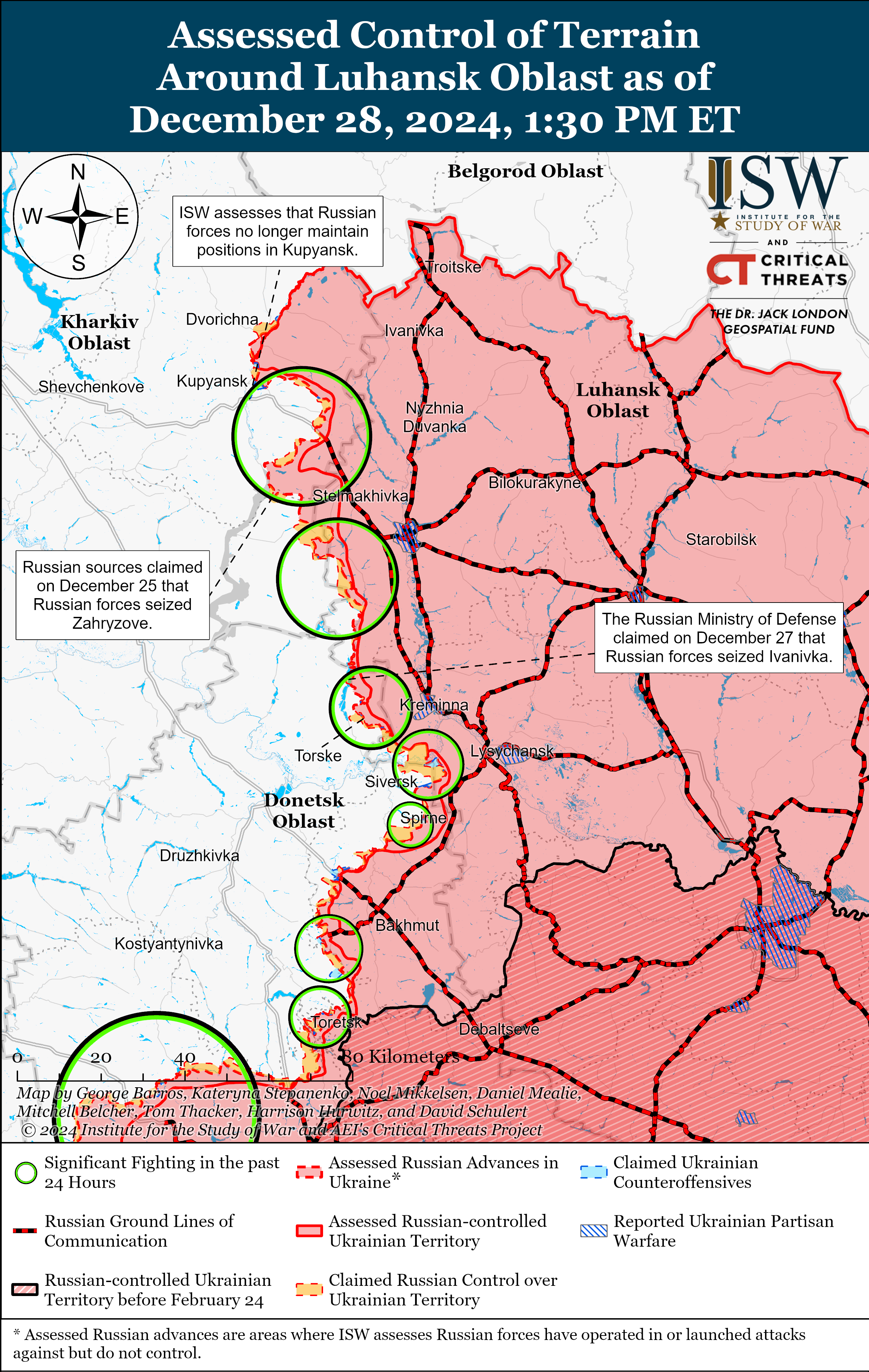 Окупанти просунулися поблизу Кремінної, Сіверська, Торецька та Курахового – карти ISW фото 2