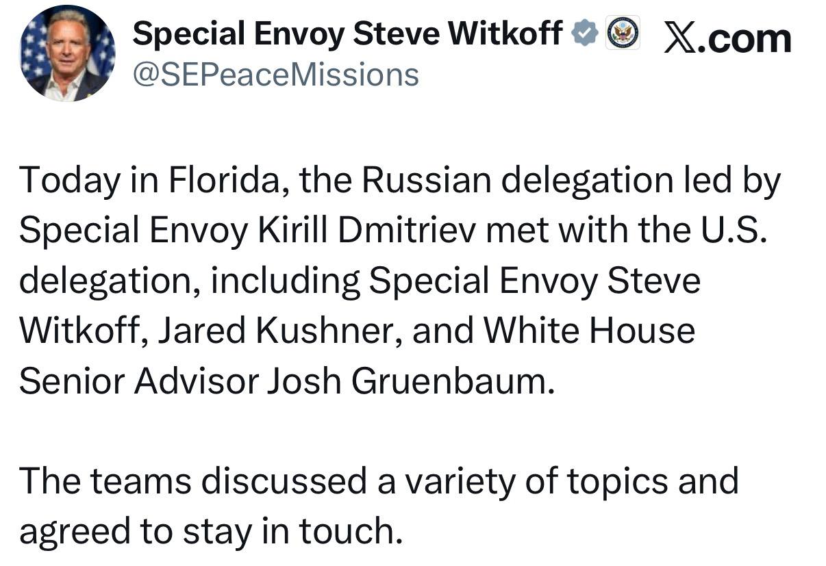 Віткофф розповів про результати переговорів з посланцем Путіна фото 1