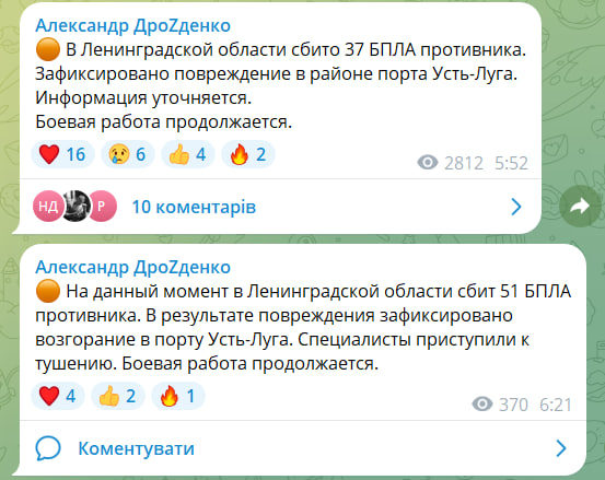 Дрони атакували Ленінградську область: під ударом порт Усть-Луга фото 1