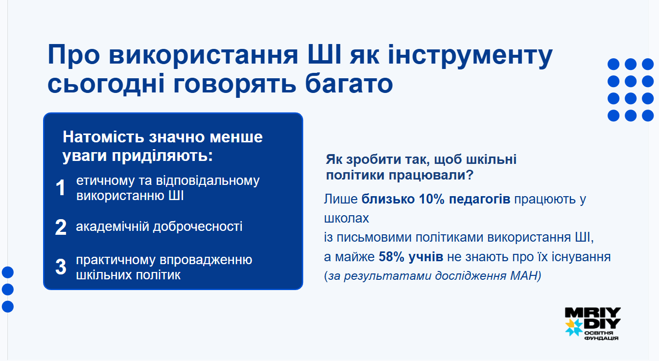 Попри активне впровадження ШІ, питання етики, академічної доброчесності та шкільних правил залишаються недостатньо врегульованими