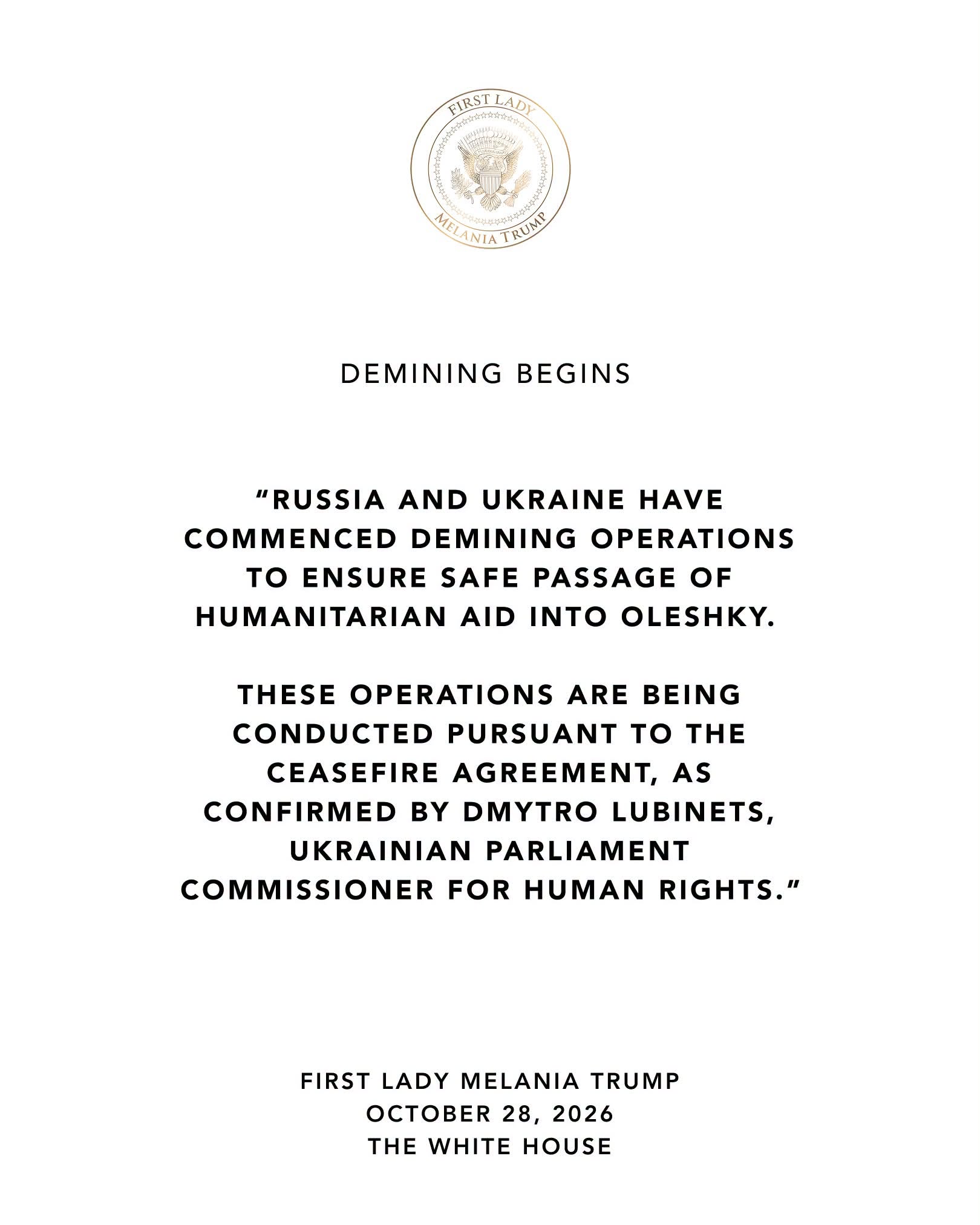 Меланія Трамп оголосила про початок розмінування на Херсонщині фото 1