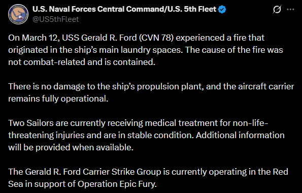 На борту флагманського авіаносця США сталася надзвичайна подія фото 1