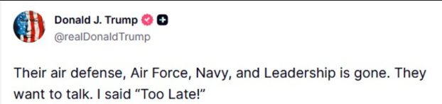 Допис Дональда Трампа у соцмережі