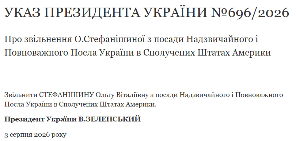 Зеленський звільнив Ольгу Стефанішину з посади посла України в США фото 1